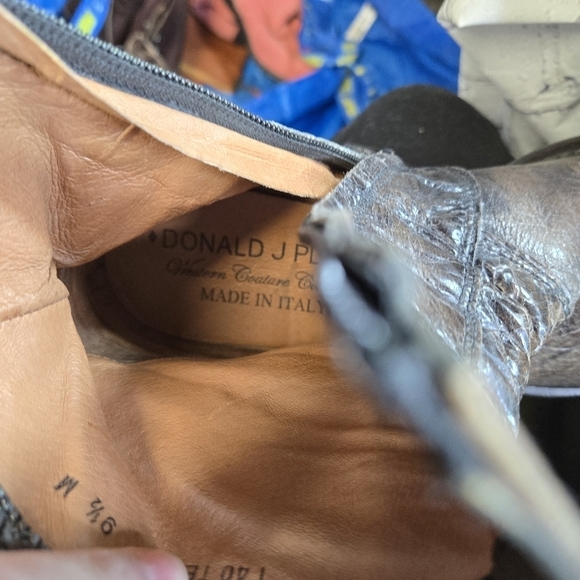 Donald Pliner western couture croc embossed leather studded ankle boots main image 12